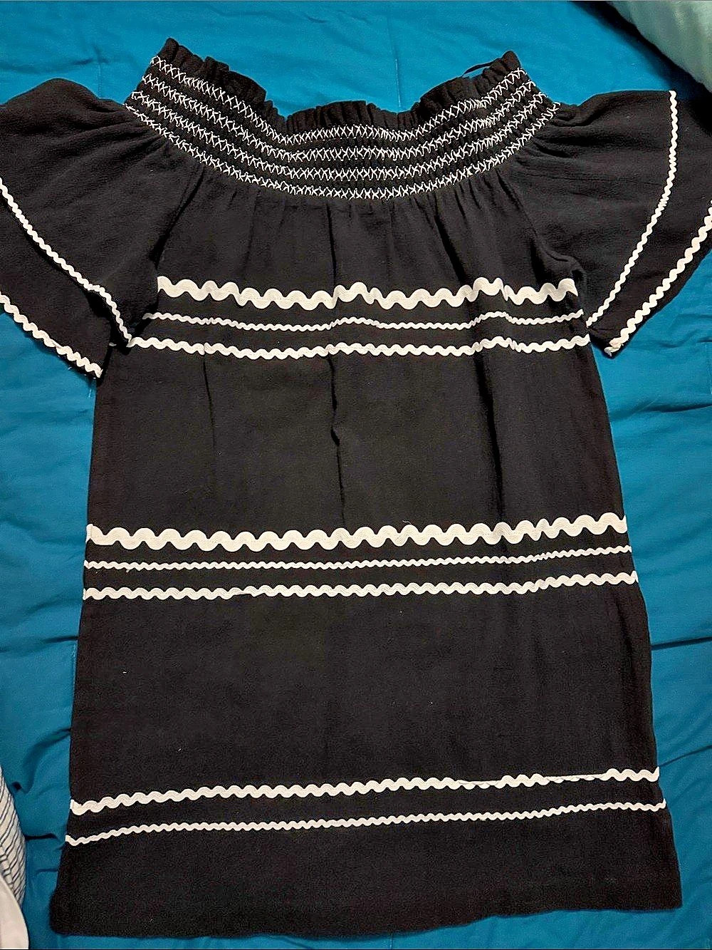 Mud Pie Finnigan Black Dress Black & White Mini Dress Size Small NWT